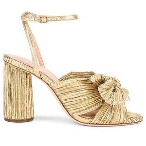 Loeffler Randall Camellia Gold Pleated Bow Heel US 8